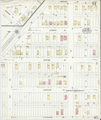 Sanborn Fire Insurance Map from Whiting, Lake County, Indiana (1907), Sheet #0011 - Historic Sanborn Fire Insurance Map Print, vintage old map wall art, antique decor, genealogy gift, Indiana Indiana map