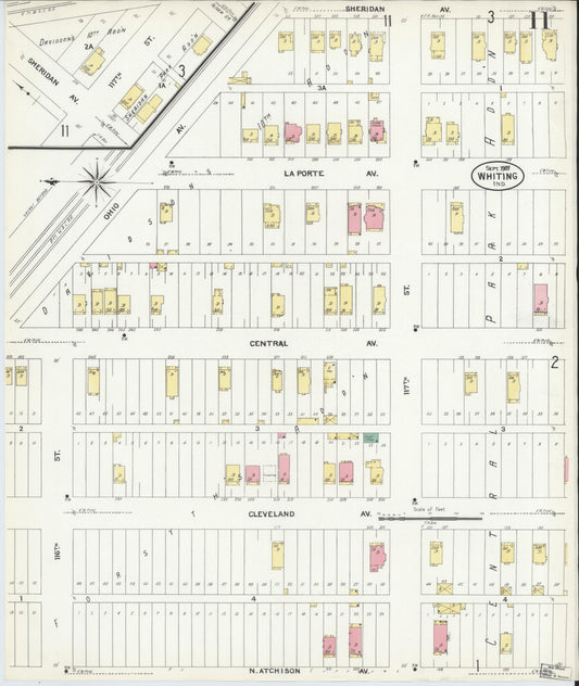 Sanborn Fire Insurance Map from Whiting, Lake County, Indiana (1907), Sheet #0011 - Historic Sanborn Fire Insurance Map Print, vintage old map wall art, antique decor, genealogy gift, Indiana Indiana map