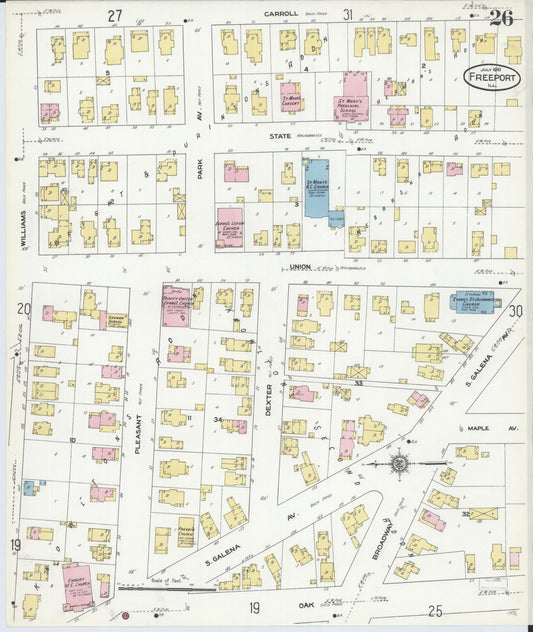 Sanborn Fire Insurance Map from Freeport, Stephenson County, Illinois (1910), Sheet #0026 - Historic Sanborn Fire Insurance Map Print, vintage old map wall art, antique decor, genealogy gift, Illinois Illinois map