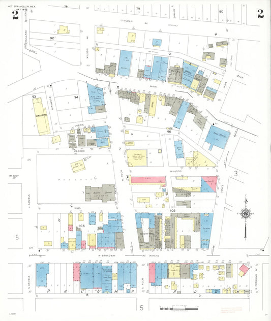 Sanborn Fire Insurance Map from Hot Springs, Sierra County, New Mexico (1942), Sheet #0002 - Historic Sanborn Fire Insurance Map Print, vintage old map wall art, antique decor, genealogy gift, New Mexico New Mexico map