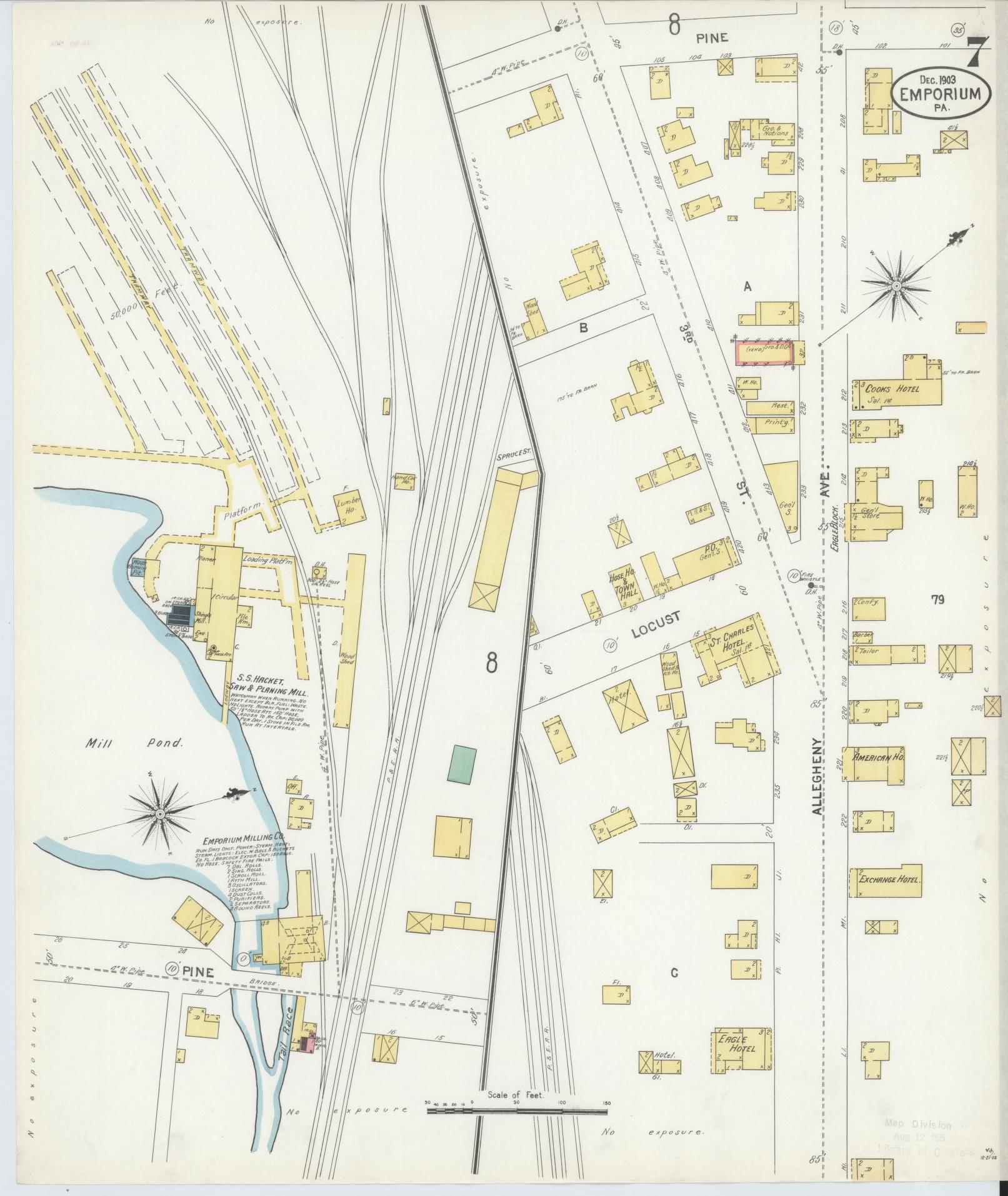 Sanborn Fire Insurance Map from Emporium, Cameron County, Pennsylvania (1903), Sheet #0007 - Historic Sanborn Fire Insurance Map Print, vintage old map wall art, antique decor, genealogy gift, Pennsylvania Pennsylvania map