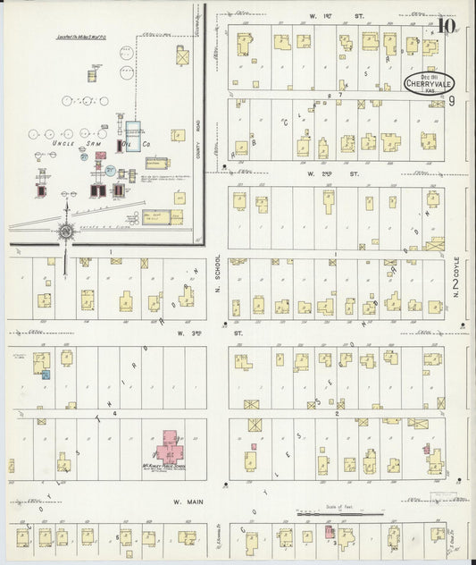 Sanborn Fire Insurance Map from Cherryvale, Montgomery County, Kansas (1911), Sheet #0010 - Historic Sanborn Fire Insurance Map Print, vintage old map wall art, antique decor, genealogy gift, Kansas Kansas map