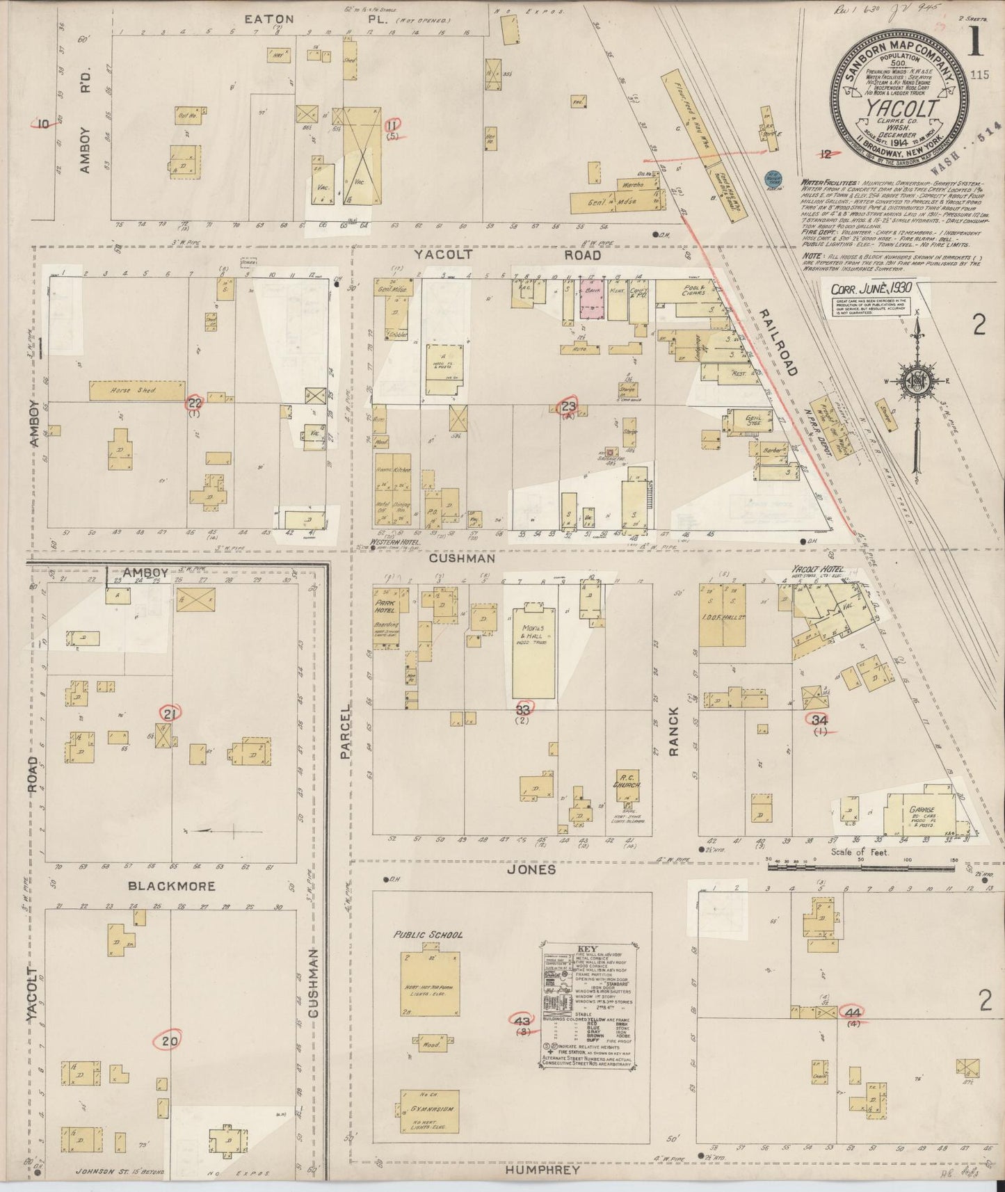 Sanborn Fire Insurance Map from Yacolt, Clark County, Washington (1930), Sheet #0001 - Complete Map Set gallery image, historic Sanborn map, vintage wall art, Washington Washington