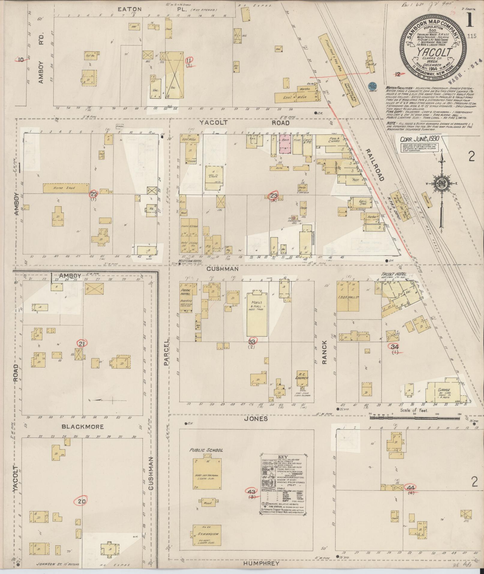 Sanborn Fire Insurance Map from Yacolt, Clark County, Washington (1930), Sheet #0001 - Complete Map Set gallery image, historic Sanborn map, vintage wall art, Washington Washington