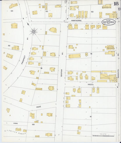 Sanborn Fire Insurance Map from Hot Springs, Garland County, Arkansas (1901), Sheet #0018 - Complete Map Set gallery image, historic Sanborn map, vintage wall art, Arkansas Arkansas