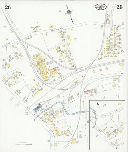 Sanborn Fire Insurance Map from Gadsden, Etowah County, Alabama (1930), Sheet #0026 - Complete Map Set gallery image, historic Sanborn map, vintage wall art, Alabama Alabama