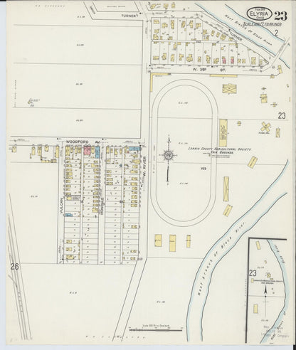 Sanborn Fire Insurance Map from Elyria, Lorain County, Ohio (1915), Sheet #0023 - Historic Sanborn Fire Insurance Map Print, vintage old map wall art, antique decor, genealogy gift, Ohio Ohio map