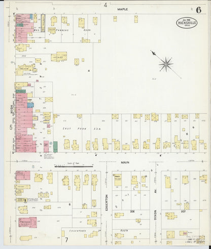 Sanborn Fire Insurance Map from Hicksville, Defiance County, Ohio (1908), Sheet #0006 - Historic Sanborn Fire Insurance Map Print, vintage old map wall art, antique decor, genealogy gift, Ohio Ohio map