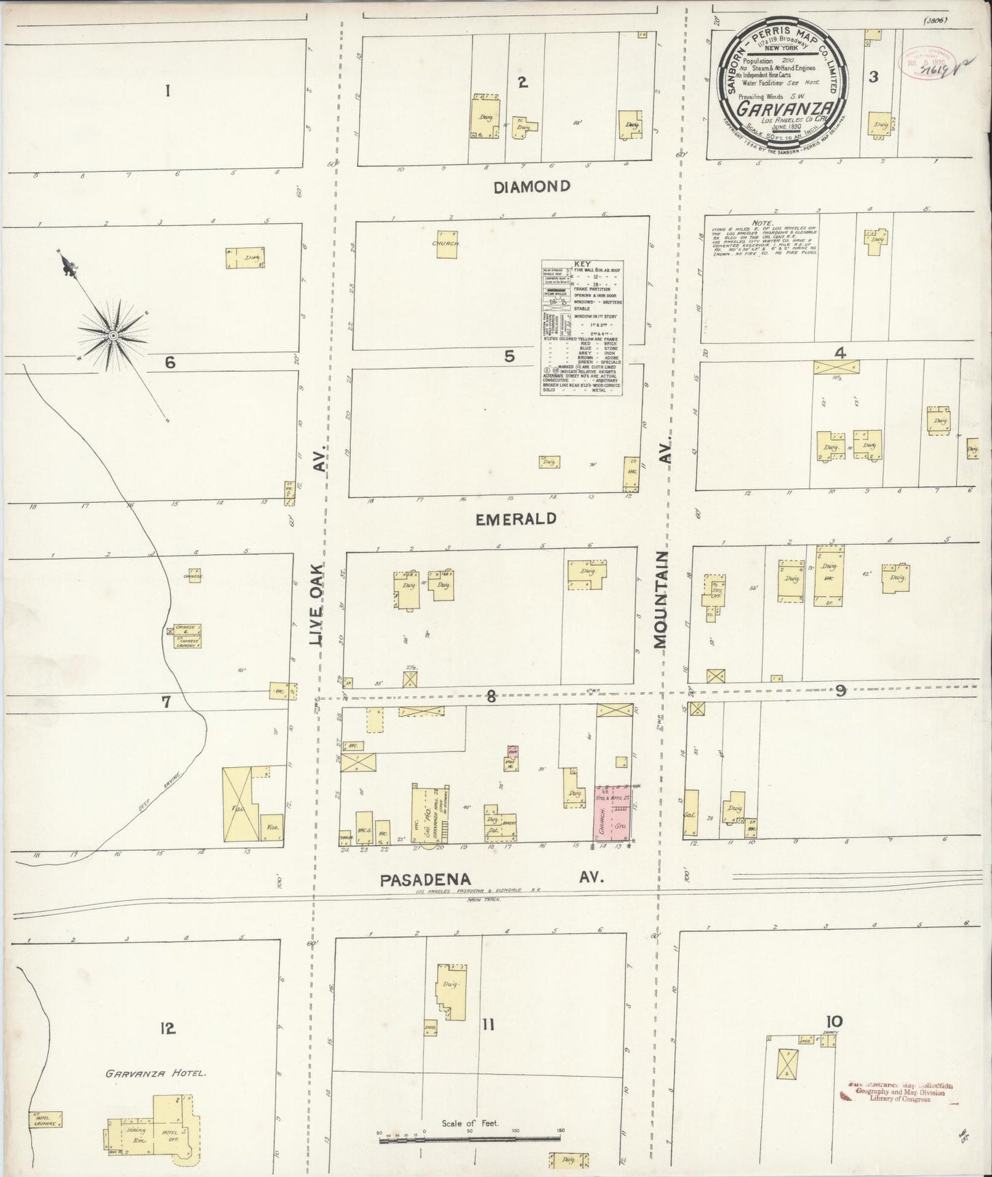 Sanborn Fire Insurance Map from Garvanza, Los Angeles County, California (1890), Sheet #0001 - Historic Sanborn Fire Insurance Map Print, vintage old map wall art, antique decor, genealogy gift, California California map