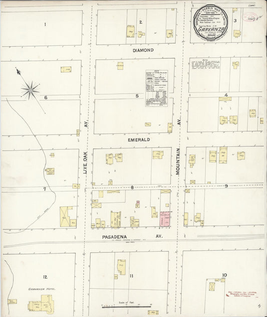 Sanborn Fire Insurance Map from Garvanza, Los Angeles County, California (1890), Sheet #0001 - Historic Sanborn Fire Insurance Map Print, vintage old map wall art, antique decor, genealogy gift, California California map