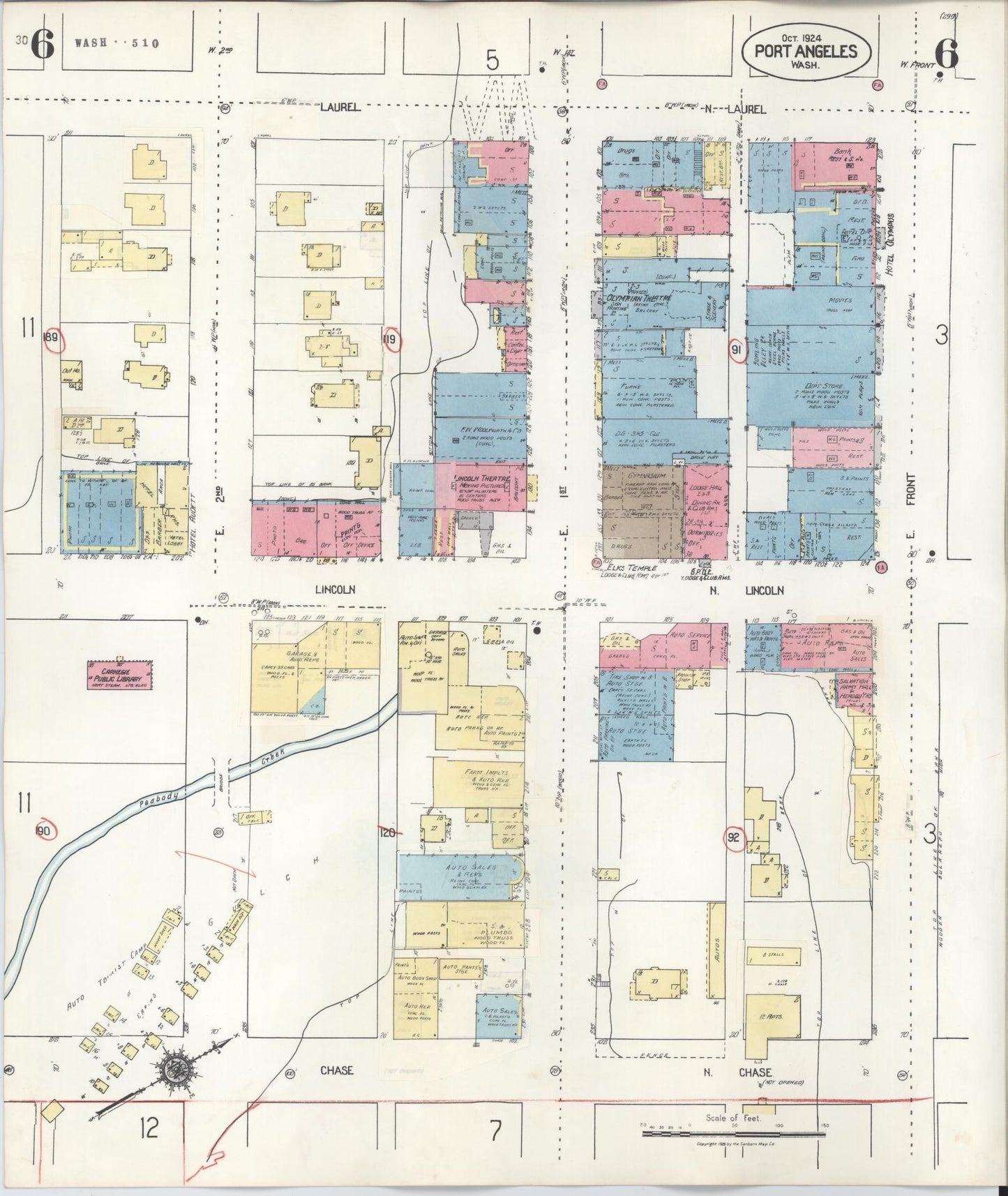 Sanborn Fire Insurance Map from Port Angeles, Clallam County, Washington (1949), Sheet #0006 - Complete Map Set gallery image, historic Sanborn map, vintage wall art, Washington Washington