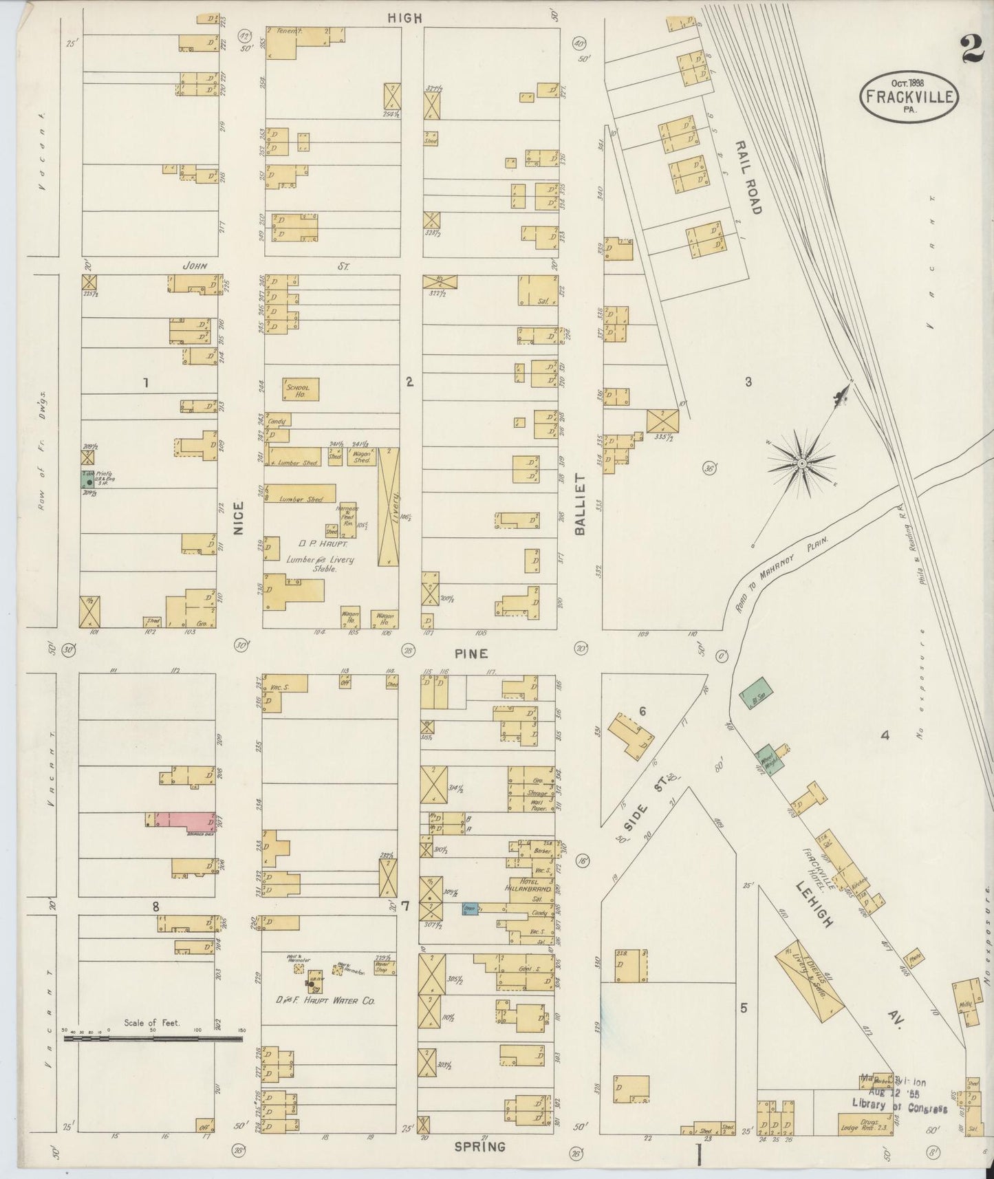 Sanborn Fire Insurance Map from Frackville, Schuylkill County, Pennsylvania (1898), Sheet #0002 - Historic Sanborn Fire Insurance Map Print, vintage old map wall art, antique decor, genealogy gift, Pennsylvania Pennsylvania map