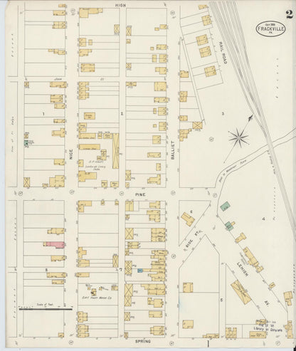 Sanborn Fire Insurance Map from Frackville, Schuylkill County, Pennsylvania (1898), Sheet #0002 - Historic Sanborn Fire Insurance Map Print, vintage old map wall art, antique decor, genealogy gift, Pennsylvania Pennsylvania map