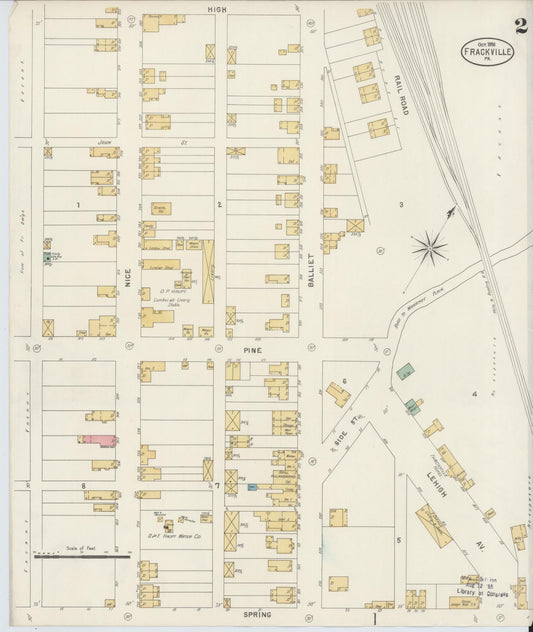Sanborn Fire Insurance Map from Frackville, Schuylkill County, Pennsylvania (1898), Sheet #0002 - Historic Sanborn Fire Insurance Map Print, vintage old map wall art, antique decor, genealogy gift, Pennsylvania Pennsylvania map