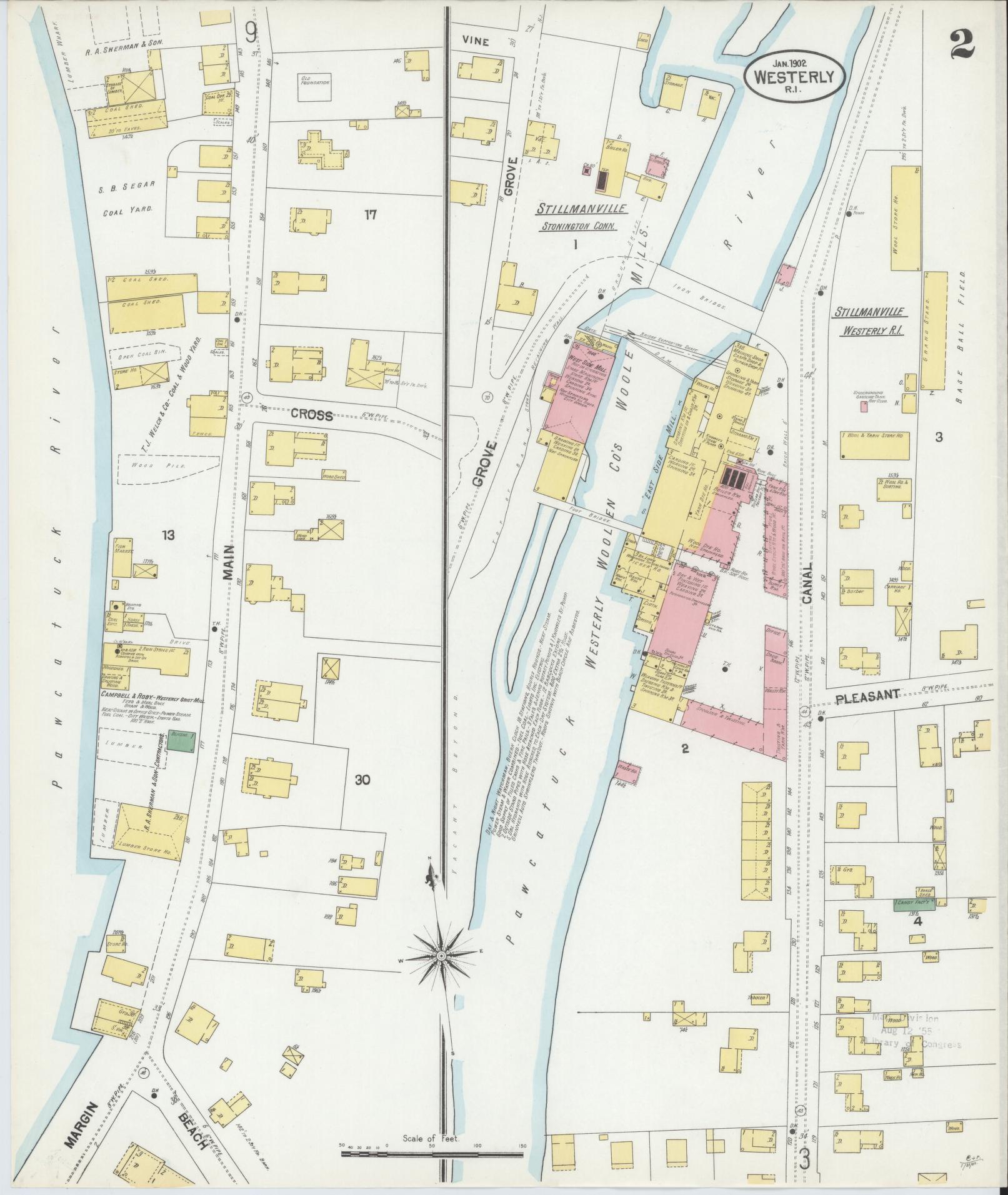 Sanborn Fire Insurance Map from Westerly, Washington County, Rhode Island (1902), Sheet #0002 - Complete Map Set gallery image, historic Sanborn map, vintage wall art, Rhode Island Rhode Island