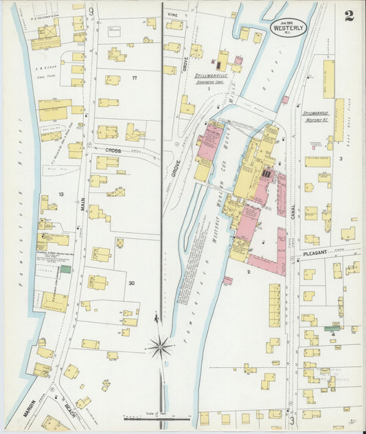Sanborn Fire Insurance Map from Westerly, Washington County, Rhode Island (1902), Sheet #0002 - Complete Map Set gallery image, historic Sanborn map, vintage wall art, Rhode Island Rhode Island