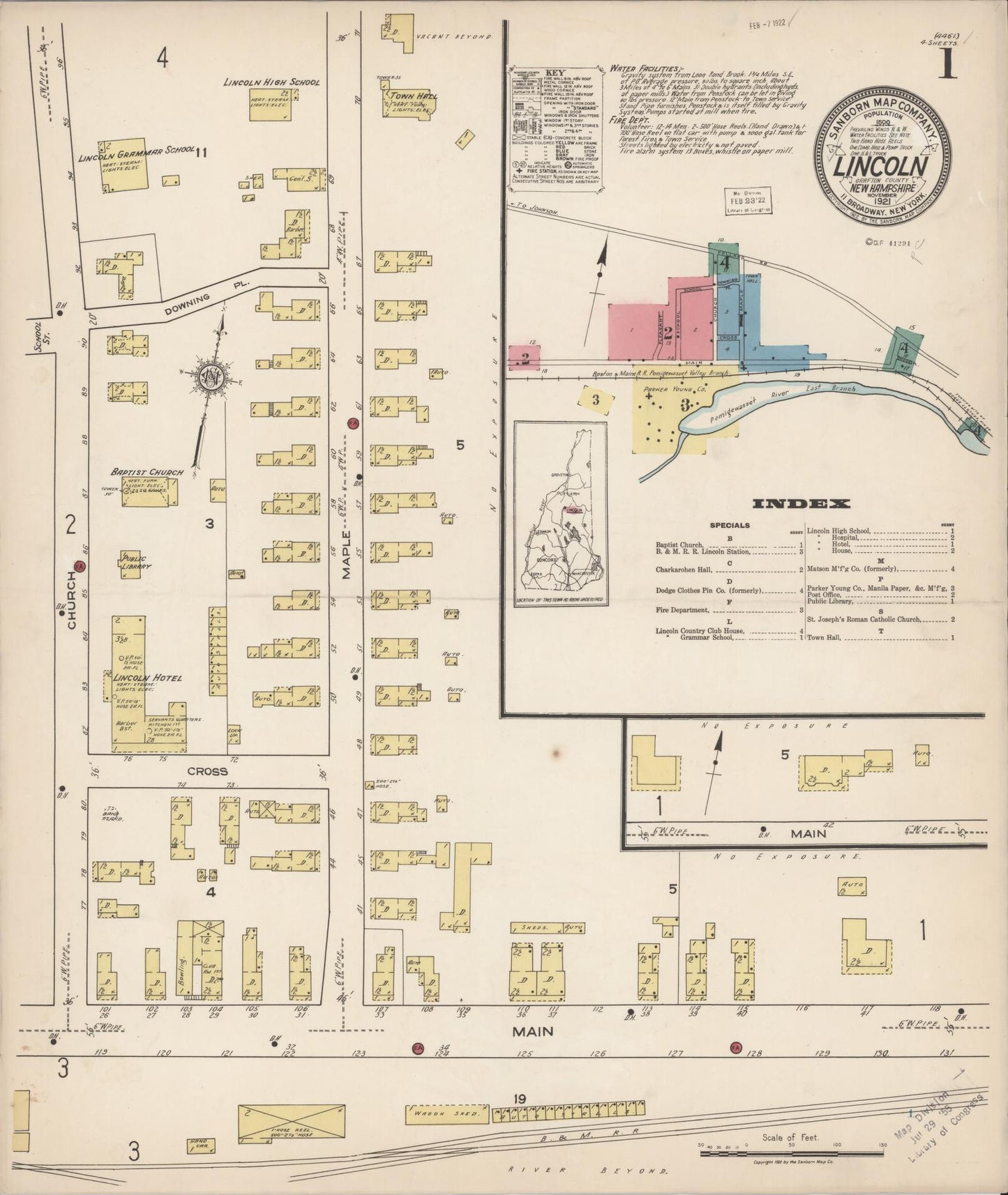 Sanborn Fire Insurance Map from Lincoln, Grafton County, New Hampshire. (1921) – Historic Sanborn Fire Insurance Map Print