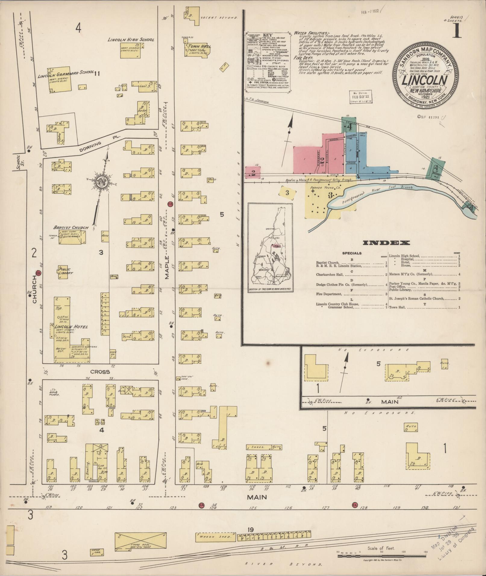 Sanborn Fire Insurance Map from Lincoln, Grafton County, New Hampshire. (1921) – Historic Sanborn Fire Insurance Map Print