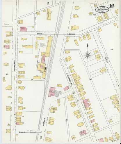 Sanborn Fire Insurance Map from Stroudsburg, Monroe County, Pennsylvania (1905), Sheet #0016 - Historic Sanborn Fire Insurance Map Print, vintage old map wall art, antique decor, genealogy gift, Pennsylvania Pennsylvania map
