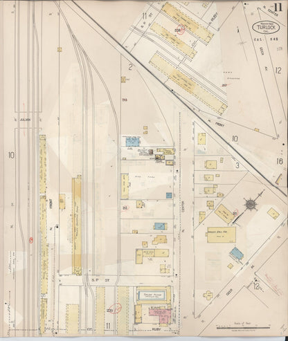 Sanborn Fire Insurance Map from Turlock, Stanislaus County, California (1943), Sheet #0011 - Complete Map Set gallery image, historic Sanborn map, vintage wall art, California California