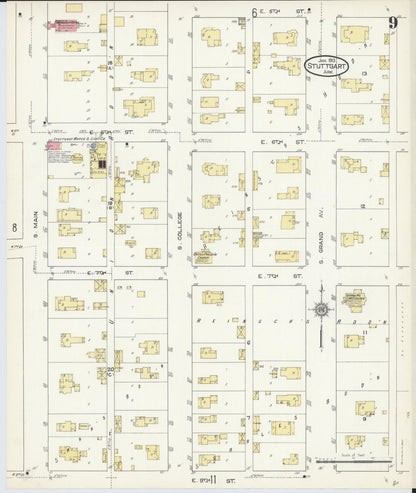Sanborn Fire Insurance Map from Stuttgart, Arkansas County, Arkansas (1913), Sheet #0009 - Complete Map Set gallery image, historic Sanborn map, vintage wall art, Stuttgart Arkansas