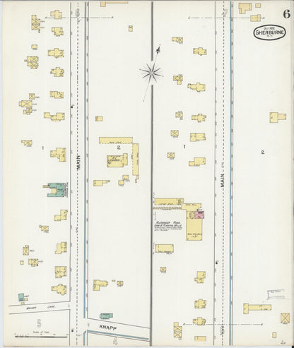 Sanborn Fire Insurance Map from Sherburne, Chenango County, New York (1892), Sheet #0006 - Complete Map Set gallery image, historic Sanborn map, vintage wall art, New York New York
