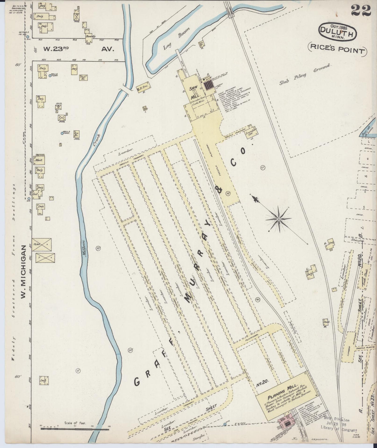 Sanborn Fire Insurance Map from Duluth, Saint Louis County, Minnesota (1885), Sheet #0022 - Historic Sanborn Fire Insurance Map Print, vintage old map wall art, antique decor, genealogy gift, Minnesota Minnesota map