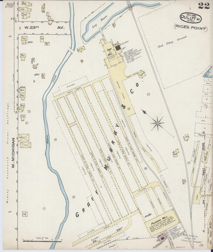 Sanborn Fire Insurance Map from Duluth, Saint Louis County, Minnesota (1885), Sheet #0022 - Historic Sanborn Fire Insurance Map Print, vintage old map wall art, antique decor, genealogy gift, Minnesota Minnesota map