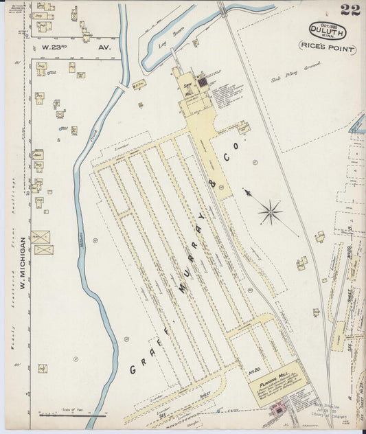 Sanborn Fire Insurance Map from Duluth, Saint Louis County, Minnesota (1885), Sheet #0022 - Historic Sanborn Fire Insurance Map Print, vintage old map wall art, antique decor, genealogy gift, Minnesota Minnesota map