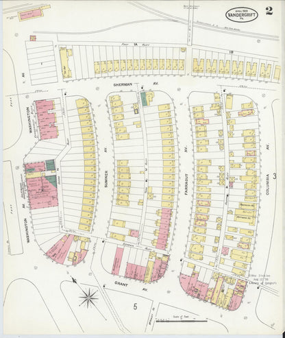 Sanborn Fire Insurance Map from Vandergrift, Westmoreland County, Pennsylvania (1909), Sheet #0002 - Historic Sanborn Fire Insurance Map Print, vintage old map wall art, antique decor, genealogy gift, Pennsylvania Pennsylvania map