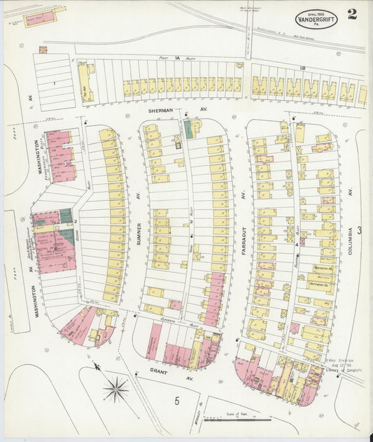 Sanborn Fire Insurance Map from Vandergrift, Westmoreland County, Pennsylvania (1909), Sheet #0002 - Historic Sanborn Fire Insurance Map Print, vintage old map wall art, antique decor, genealogy gift, Pennsylvania Pennsylvania map