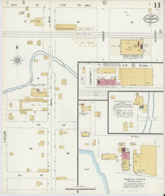 Sanborn Fire Insurance Map from Bonham, Fannin County, Texas (1897), Sheet #0011 - Historic Sanborn Fire Insurance Map Print, vintage old map wall art, antique decor, genealogy gift, Texas Texas map