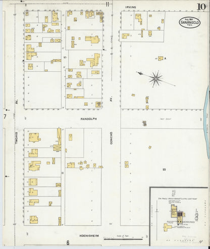 Sanborn Fire Insurance Map from San Angelo, Tom Green County, Texas (1904), Sheet #0010 - Complete Map Set gallery image, historic Sanborn map, vintage wall art, Texas Texas