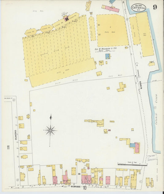 Sanborn Fire Insurance Map from Catskill, Greene County, New York (1903), Sheet #0009 - Historic Sanborn Fire Insurance Map Print, vintage old map wall art, antique decor, genealogy gift, New York New York map