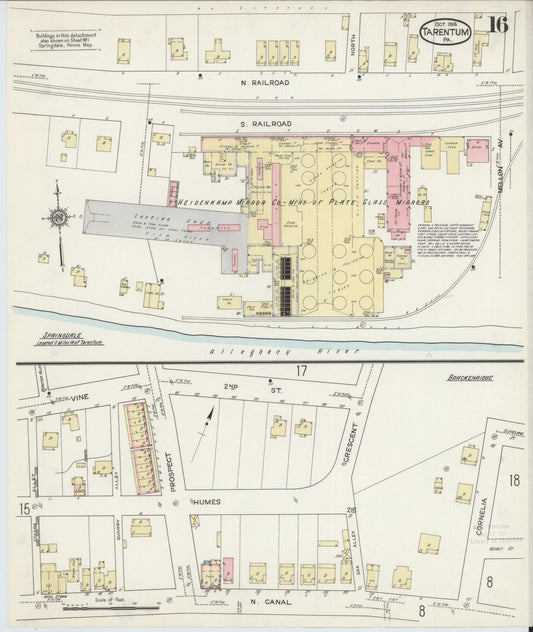 Sanborn Fire Insurance Map from Tarentum, Allegheny County, Pennsylvania (1914), Sheet #0016 - Historic Sanborn Fire Insurance Map Print, vintage old map wall art, antique decor, genealogy gift, Pennsylvania Pennsylvania map