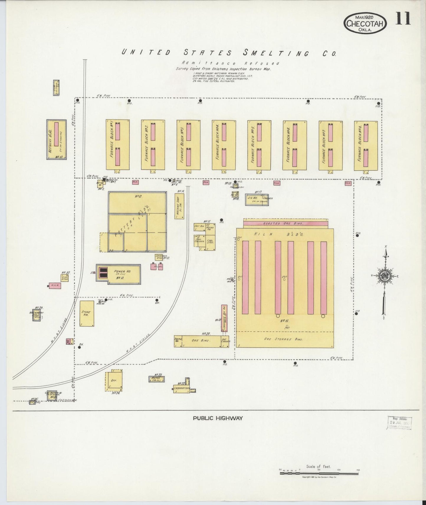 Sanborn Fire Insurance Map from Checotah, McIntosch County, Oklahoma (1920), Sheet #0011 - Complete Map Set gallery image, historic Sanborn map, vintage wall art, Oklahoma Oklahoma