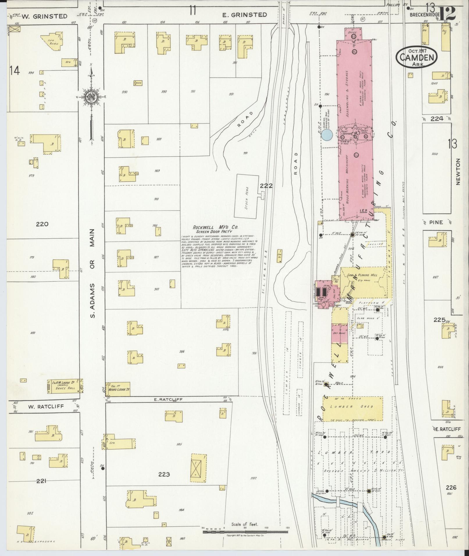 Sanborn Fire Insurance Map from Camden, Ouachita County, Arkansas (1917), Sheet #0012 - Complete Map Set gallery image, historic Sanborn map, vintage wall art, Arkansas Arkansas
