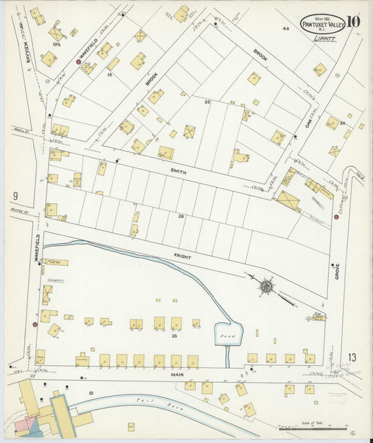 Sanborn Fire Insurance Map from Pawtuxet Valley, Kent and Providence Counties, Rhode Island (1911), Sheet #0010 - Historic Sanborn Fire Insurance Map Print, vintage old map wall art, antique decor, genealogy gift, Washington Washington map