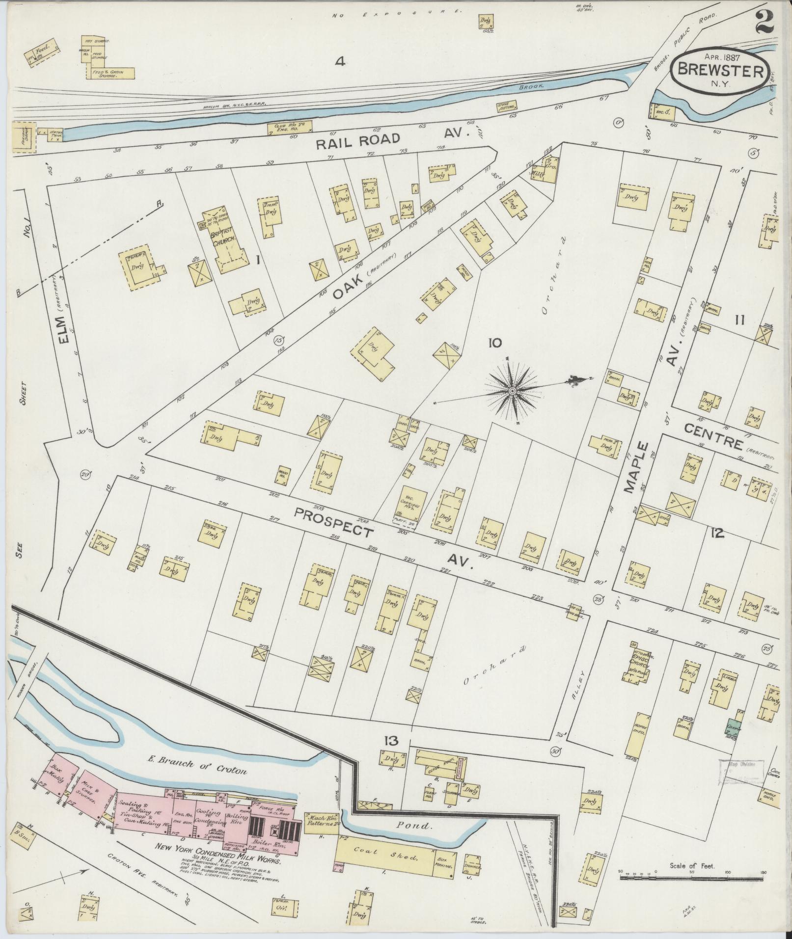 Sanborn Fire Insurance Map from Brewster, Putnam County, New York (1887), Sheet #0002 - Complete Map Set gallery image, historic Sanborn map, vintage wall art, New York New York