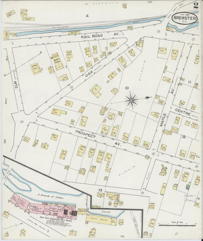 Sanborn Fire Insurance Map from Brewster, Putnam County, New York (1887), Sheet #0002 - Complete Map Set gallery image, historic Sanborn map, vintage wall art, New York New York