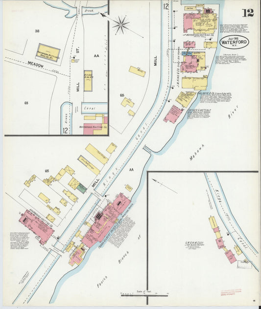 Sanborn Fire Insurance Map from Waterford, Saratoga County, New York (1902), Sheet #0012 - Historic Sanborn Fire Insurance Map Print, vintage old map wall art, antique decor, genealogy gift, New York New York map