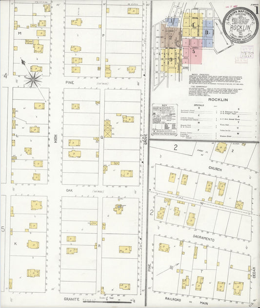 Sanborn Fire Insurance Map from Rocklin, Placer County, California. (1907) – Historic Sanborn Fire Insurance Map Print