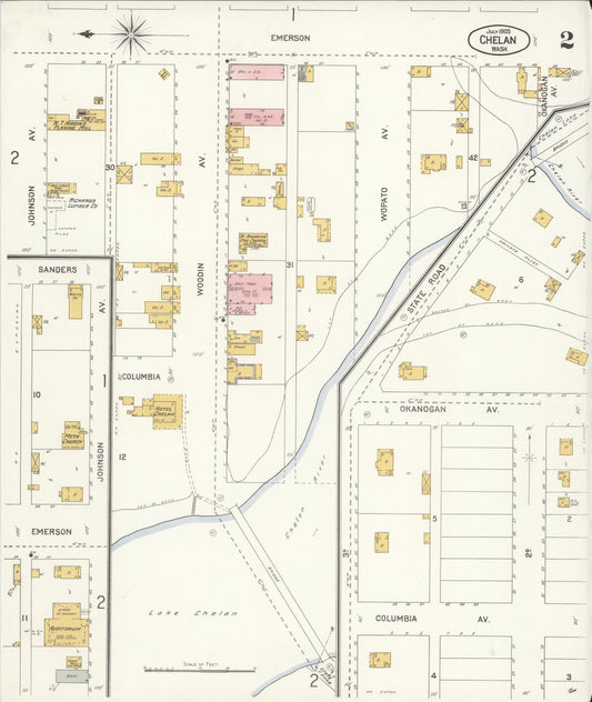 Sanborn Fire Insurance Map from Chelan, Chelan County, Washington (1905), Sheet #0002 - Historic Sanborn Fire Insurance Map Print, vintage old map wall art, antique decor, genealogy gift, Washington Washington map