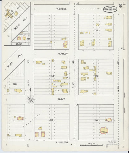 Sanborn Fire Insurance Map from Brainerd, Crow Wing County, Minnesota (1892), Sheet #0002 - Complete Map Set gallery image, historic Sanborn map, vintage wall art, Minnesota Minnesota