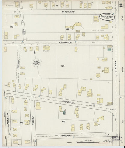 Sanborn Fire Insurance Map from Brockton, Plymouth County, Massachusetts (1889), Sheet #0002 - Complete Map Set gallery image, historic Sanborn map, vintage wall art, Massachusetts Massachusetts