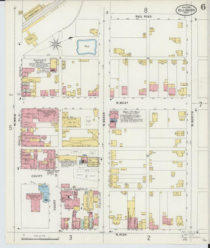 Sanborn Fire Insurance Map from Hillsboro, Highland County, Ohio (1898), Sheet #0006 - Historic Sanborn Fire Insurance Map Print, vintage old map wall art, antique decor, genealogy gift, Ohio Ohio map
