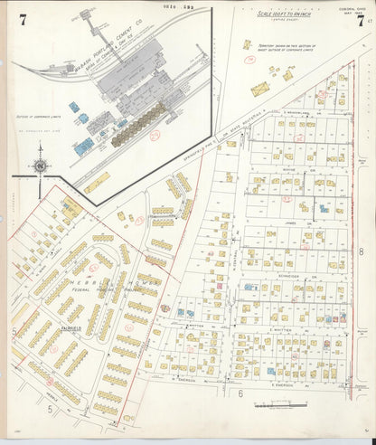 Sanborn Fire Insurance Map from Osborn, Greene County, Ohio (1943), Sheet #0007 - Historic Sanborn Fire Insurance Map Print, vintage old map wall art, antique decor, genealogy gift, Ohio Ohio map