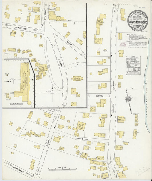 Sanborn Fire Insurance Map from North Woodstock, Grafton County, New Hampshire (1911), Sheet #0001 - Historic Sanborn Fire Insurance Map Print, vintage old map wall art, antique decor, genealogy gift, New Hampshire New Hampshire map