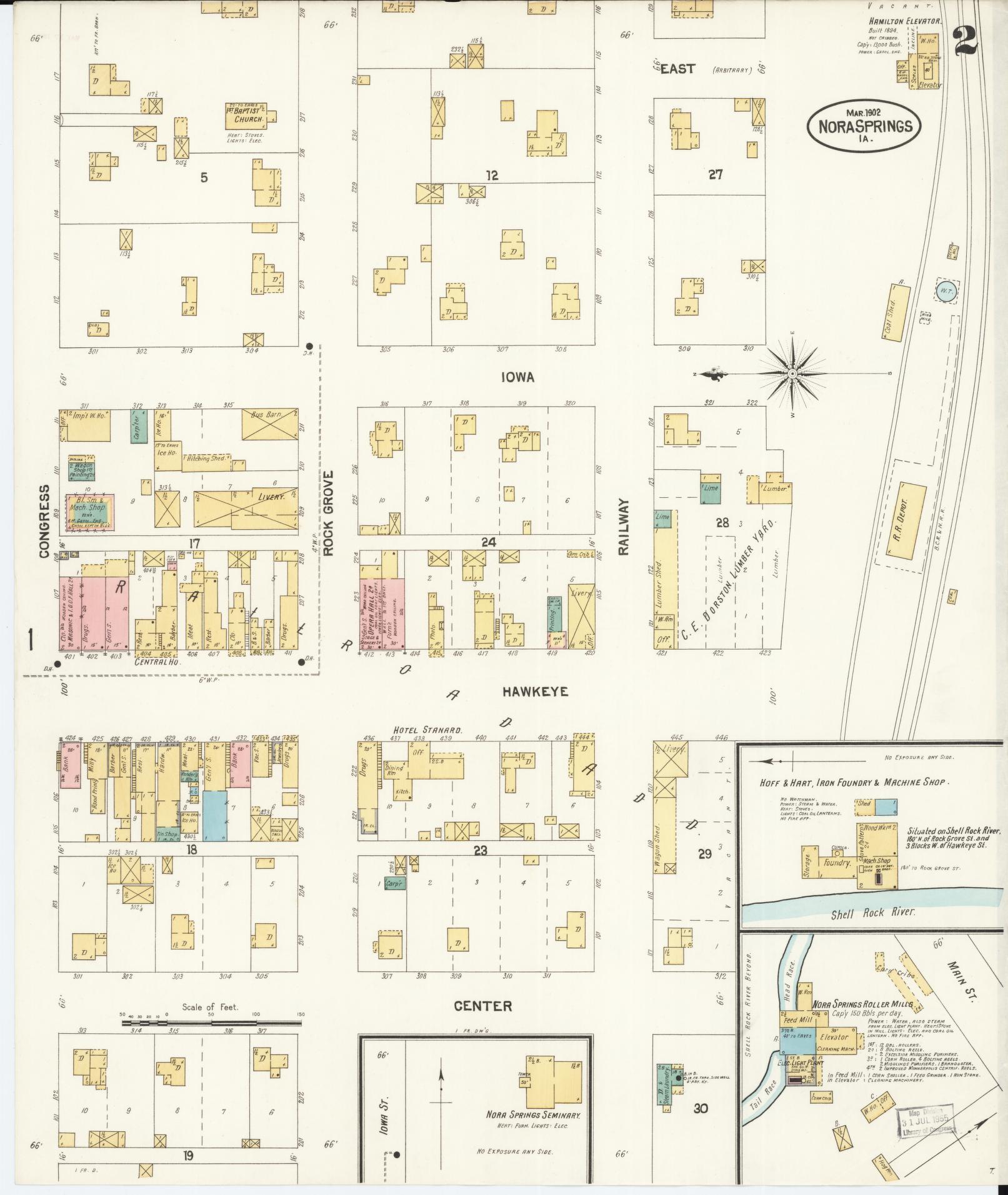 Sanborn Fire Insurance Map from Nora Springs, Floyd County, Iowa (1902), Sheet #0002 - Historic Sanborn Fire Insurance Map Print