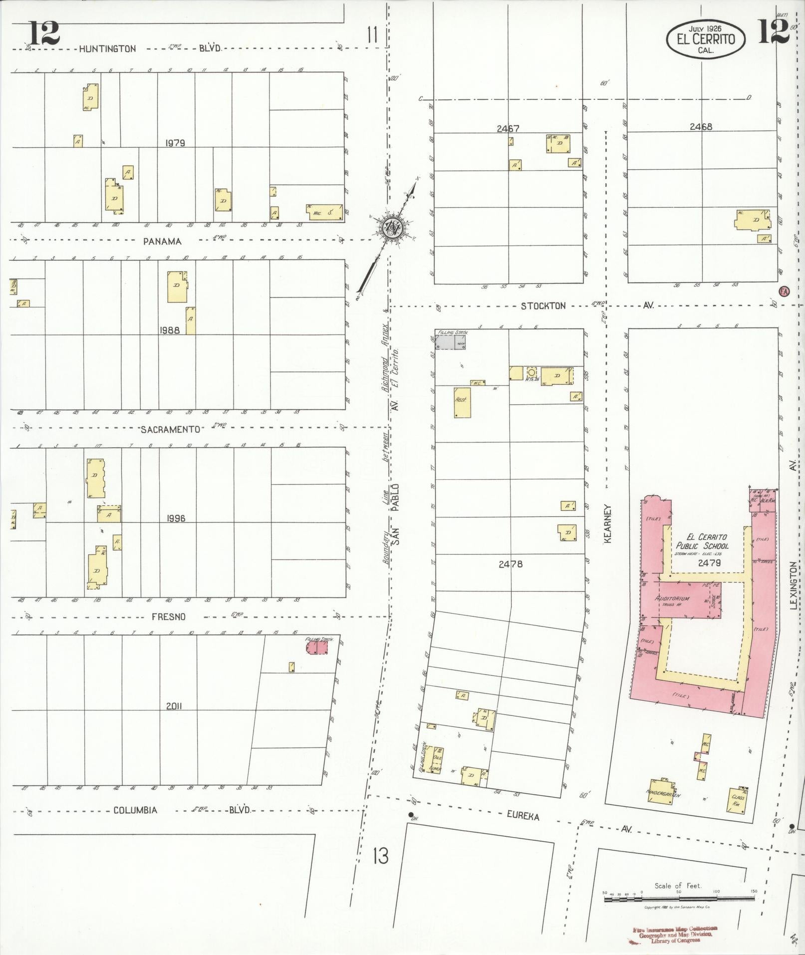Sanborn Fire Insurance Map from El Cerrito, Contra Costa County, California (1926), Sheet #0012 - Complete Map Set gallery image, historic Sanborn map, vintage wall art, California California